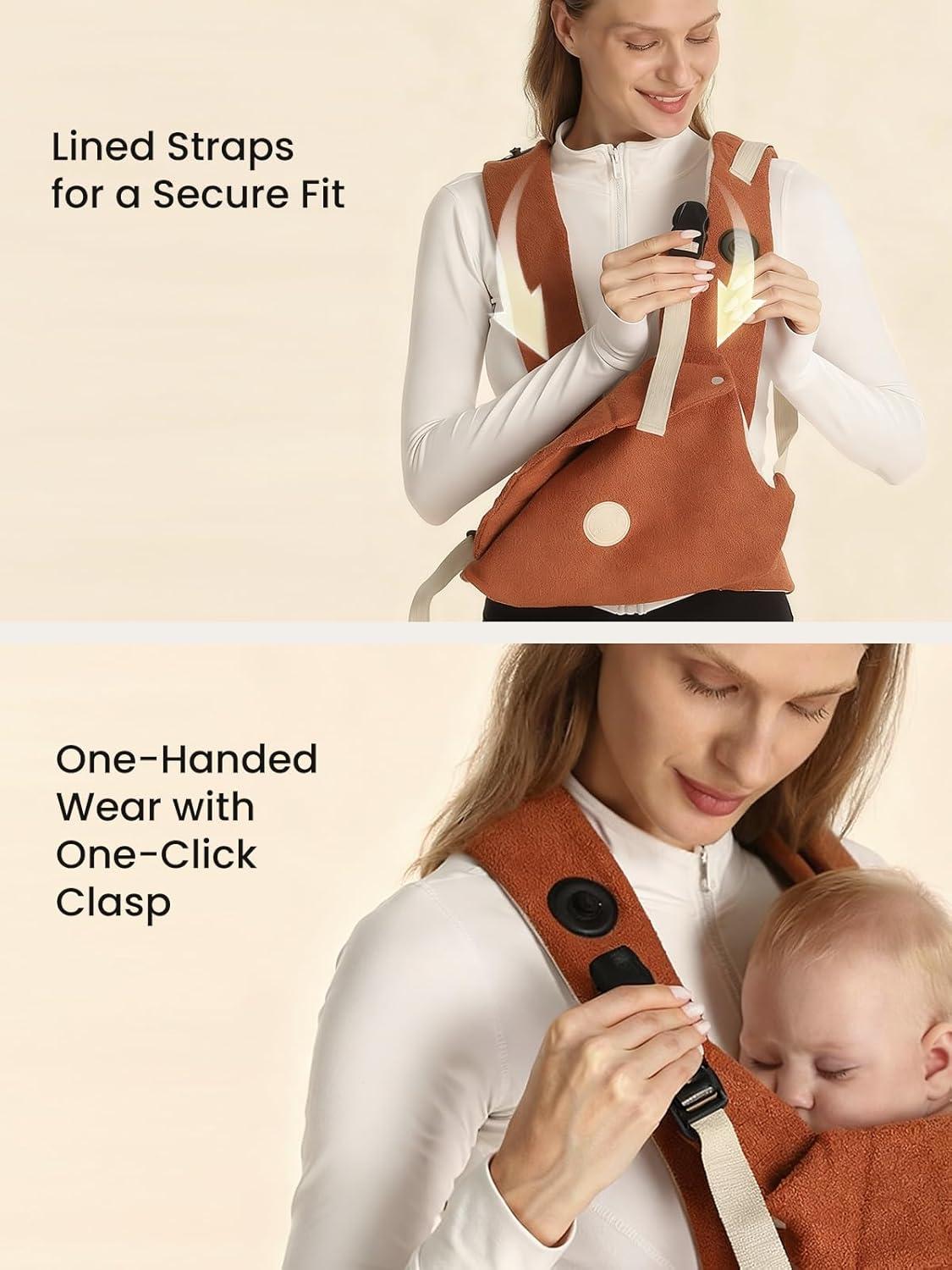 imageGrownsy Baby Carrier Newborn to Toddler 744lbs Ergonomic ampamp Cozy Wraps with OneClick Buckle Head Support for HandsFree Comfort Sepia