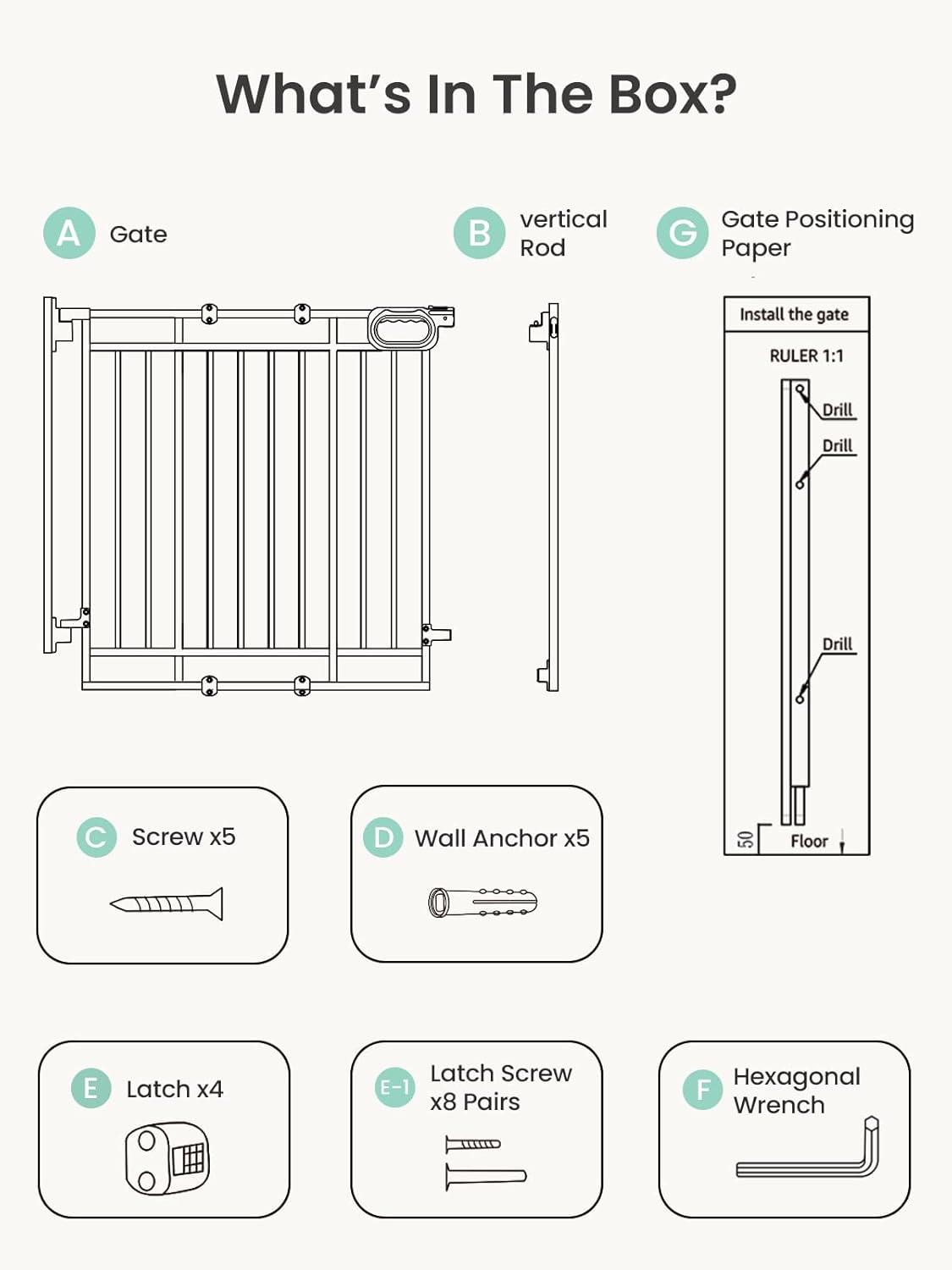 imageGrownsy Gate for Stairs No Bottom Bar Baby Gates Adjustable Width 32 to 48 for Child and Pet Dog Gate with AutoClose ampamp OneHand Operation ScrewIn Installation for Doorways and Indoor UseBlackWhite