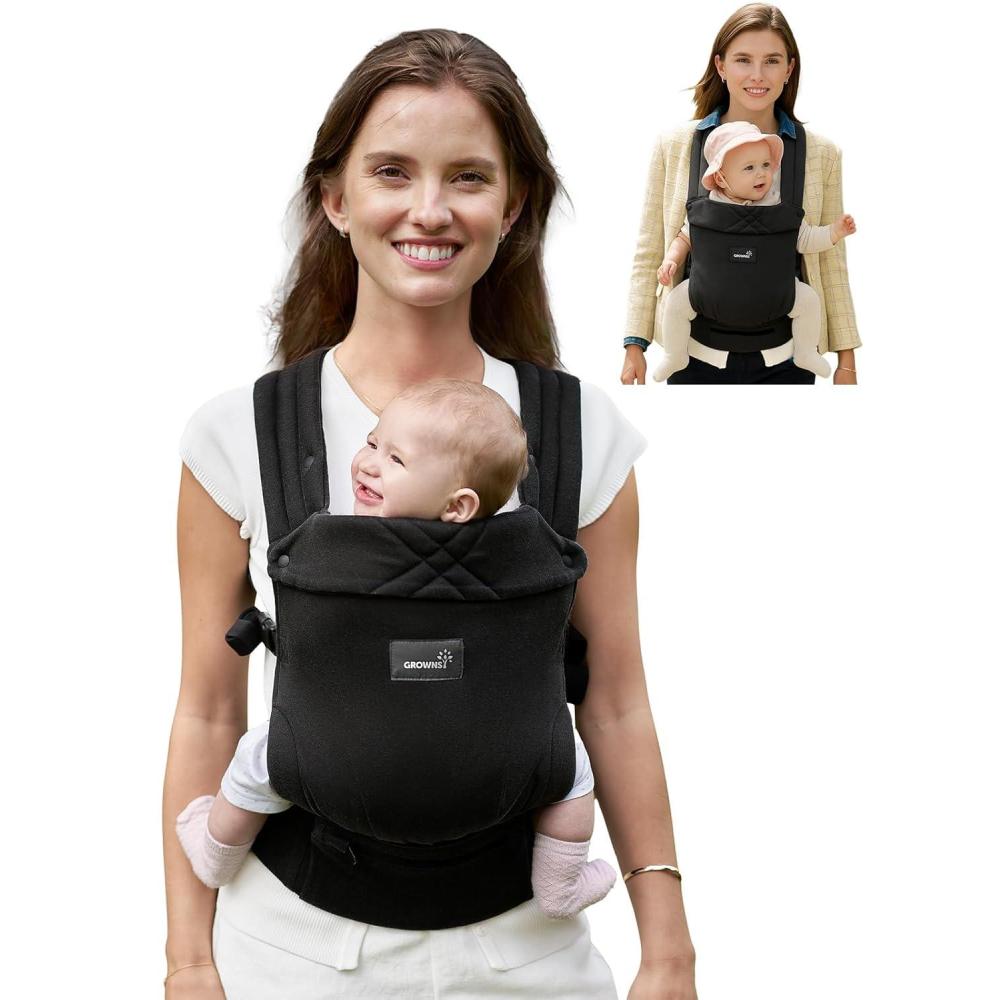 imageGROWNSY Baby Carrier Newborns to Toddlers Ergonomic Baby Toddler Carrier Wraps with Head Support Easy to Wear Infant Carrier Baby Gift Travel and Hiking Friendly 7 to 44 lb AnimalBlack