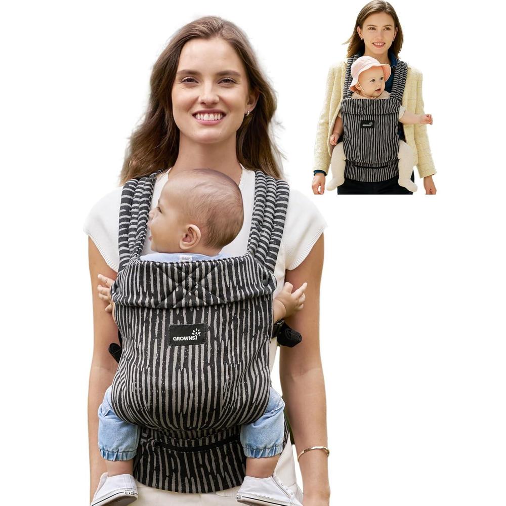 imageGROWNSY Baby Carrier Newborns to Toddlers Ergonomic Baby Toddler Carrier Wraps with Head Support Easy to Wear Infant Carrier Baby Gift Travel and Hiking Friendly 7 to 44 lb AnimalFlowstripe