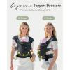 imageGROWNSY Baby Carrier Newborn to Toddler Cozy Baby Wraps Carrier Ergonomic Baby Carrier with Head Support Oxford BlueDeep Grey