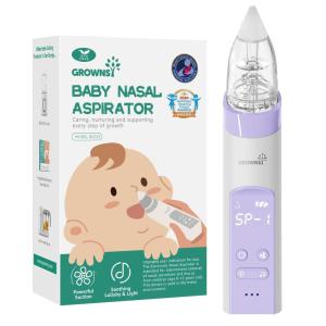 imageGROWNSY Nasal Aspirator for Baby 2in1 Electric Nose Spray ampamp Suction Baby Nose Sucker with Powerful Suction Music and Light Soothing Function PinkPurple