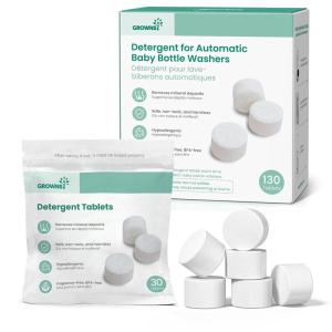 imageGROWNSY Washing Detergent Tablets 200PCS for Momcozy Baby Brezza Bottle Washer Bottle Washer Tablets Compatible with All Brands Baby Bottle Washers1 Count Pack of 130