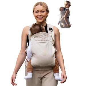 imageGROWNSY Baby Carrier OneClick Release Clasp for Easy to Wear Cozy Wraps Carrier Newborn to Toddler with Head Support744lbs Ergonomic ampamp Lightweight for Infant to Toddler BlackCream
