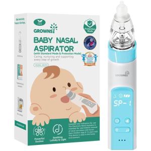 image:imageGROWNSY Electric Nasal Aspirator for Pet WhisperQuiet Nose amp Ear Suction for Dogs Cats Puppies amp Kittens Adjustable Suction FoodGrade Silicone Relieve Congestion Clear Milk Clean EarsLight Blue