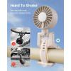 image:imageGROWNSY Portable Stroller Fan with Clip  Foldable Mini Fan for Carrier  Small Handheld Fan with Soft Night Light  Rechargeable 4Speed Personal Fan for TravelDeskBedBackpackCar Seat BeigeBeige