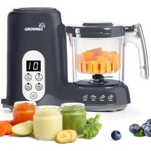 image:imageGrownsy Baby Food Maker with Steam Basket One Step Baby Food Processor Steamer Puree Blender Grinder Mills Machine Auto Cooking Grinding and Sterilizing for Healthy Homemade Baby Food GreenDark Gray