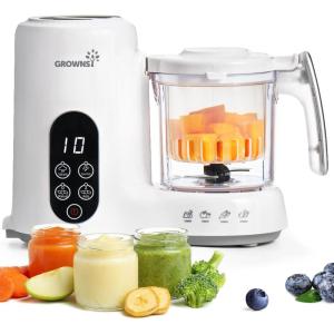 image:imageGrownsy Baby Food Maker with Steam Basket One Step Baby Food Processor Steamer Puree Blender Grinder Mills Machine Auto Cooking Grinding and Sterilizing for Healthy Homemade Baby Food GreenWhite