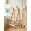 image:imageGrownsy Foldable Step Stool Toddler Tower Toddler Kitchen Stool Helper Collapsible Kids Standing Tower with 3 Adjustable Heights for Kitchen Bathroom Sink Counter WhiteNatural