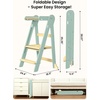 image:imageGrownsy Foldable Step Stool Toddler Tower Toddler Kitchen Stool Helper Collapsible Kids Standing Tower with 3 Adjustable Heights for Kitchen Bathroom Sink Counter WhiteGreen