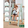 image:imageGrownsy Foldable Step Stool Toddler Tower Toddler Kitchen Stool Helper Collapsible Kids Standing Tower with 3 Adjustable Heights for Kitchen Bathroom Sink Counter WhiteGreen
