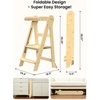 image:imageGrownsy Foldable Step Stool Toddler Tower Toddler Kitchen Stool Helper Collapsible Kids Standing Tower with 3 Adjustable Heights for Kitchen Bathroom Sink Counter WhiteNatural