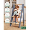 image:imageGrownsy Foldable Step Stool Toddler Tower Toddler Kitchen Stool Helper Collapsible Kids Standing Tower with 3 Adjustable Heights for Kitchen Bathroom Sink Counter WhiteBlue Gray