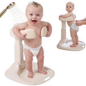 image:imageGROWNSY Baby Bath Stand for Babies 6 Months amp Up Foldable Baby Shower Stand for Infants and Toddlers Adjustable Baby Shower Standing Support With Shower HolderBeige