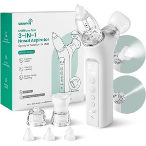 image:imageGROWNSY SniffEase Spa 3in1 Nasal Aspirator for Baby  Spray Suction amp Mist HospitalGrade Powerful Electric Nose Suction with Soothing Light amp Music Larger Chamber Light GreyLight Grey