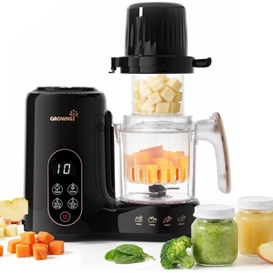 image:imageGrownsy Baby Food Maker with DualLayer Steam Basket  Baby Food Processor for Starting Solids amp Babies 6 Months  Steamer Blender amp Puree Machine for Healthy Homemade Baby Food BPAFreeCreamBlack  Gold