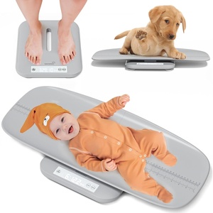 image:imageGROWNSY Baby Scale Baby Weight Scale Pet Scale for Puppy Cat Adult Scale Up to 330lbs Accurate Digital Scale with Hold Function 27inch Height Measurement 5 Units LED Screen BeigeGrey