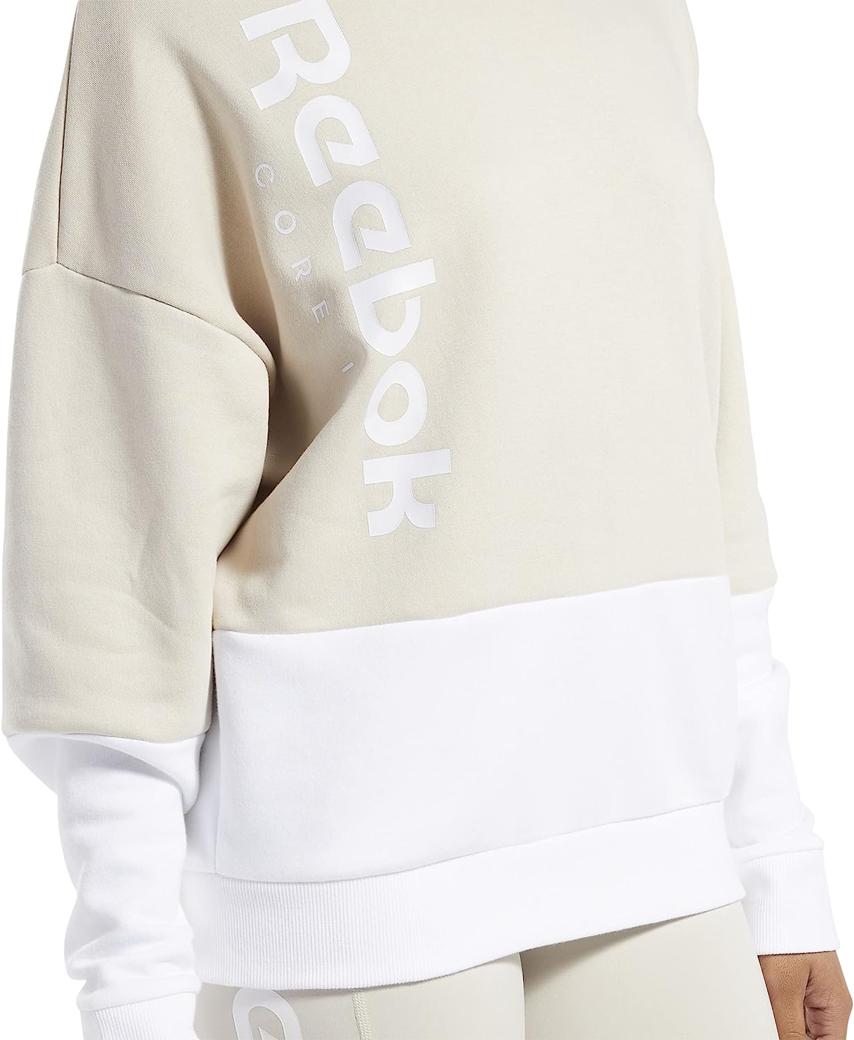 imageCore 10 by Reebok Womens Oversized Color Block Crewneck SweatshirtBeige