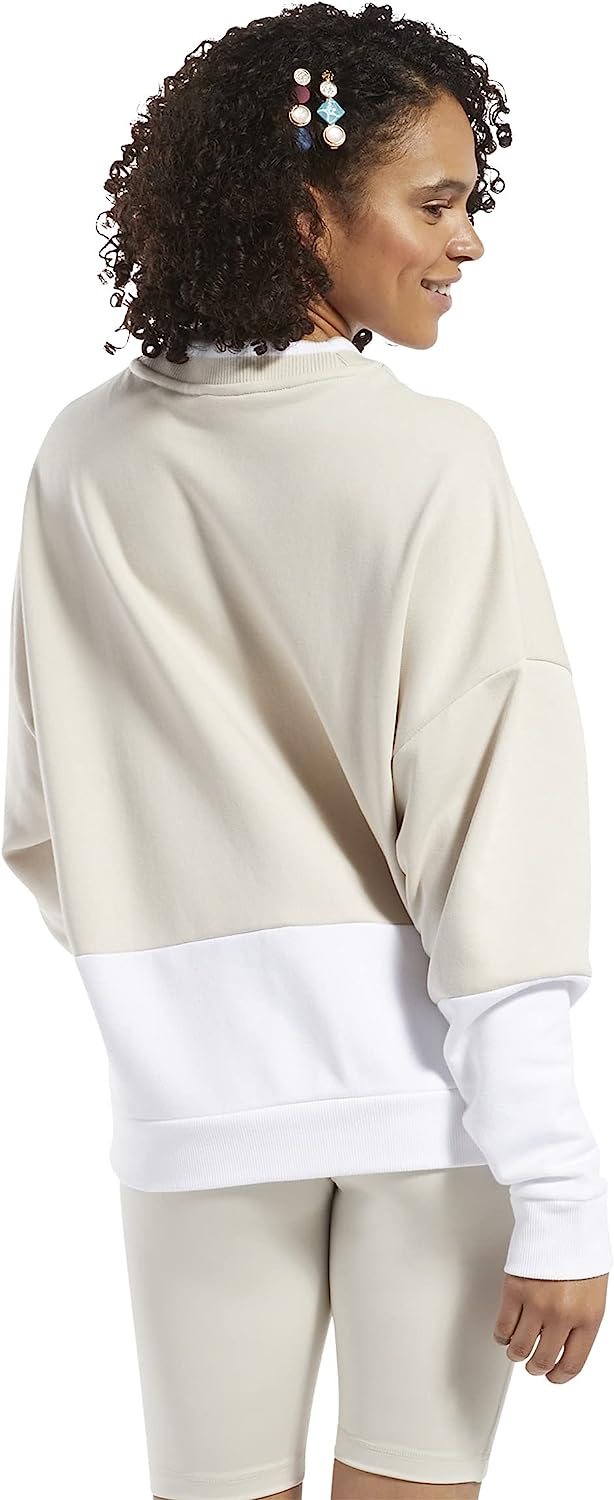 imageCore 10 by Reebok Womens Oversized Color Block Crewneck SweatshirtBeige