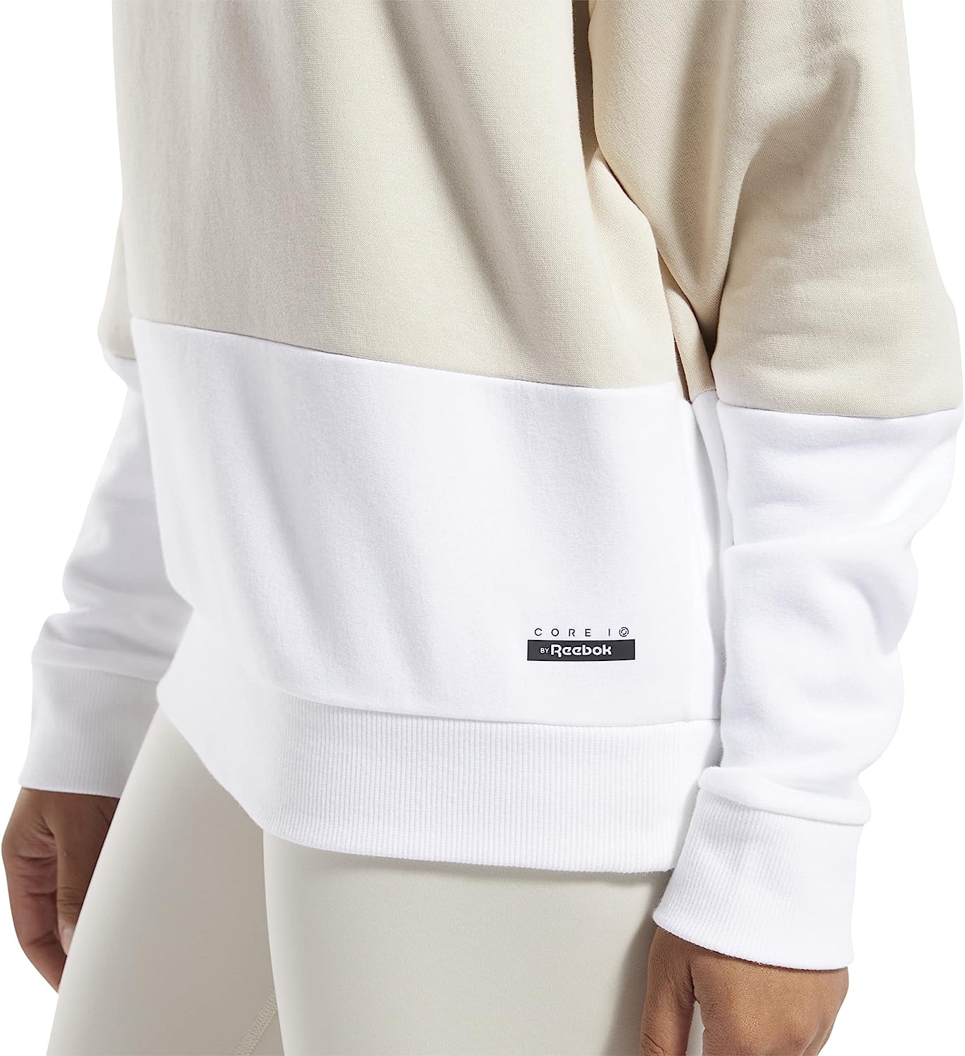 imageCore 10 by Reebok Womens Oversized Color Block Crewneck SweatshirtBeige