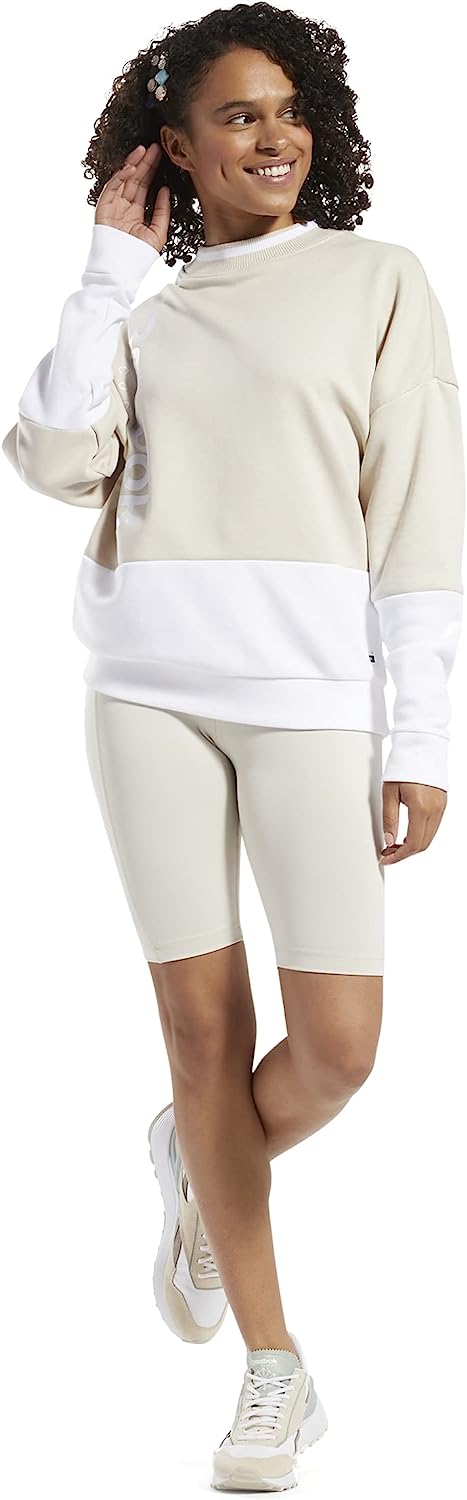 imageCore 10 by Reebok Womens Oversized Color Block Crewneck SweatshirtBeige