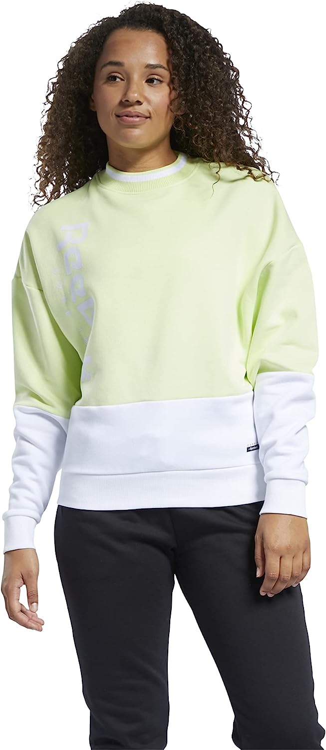 imageCore 10 by Reebok Womens Oversized Color Block Crewneck SweatshirtEnergy Glow