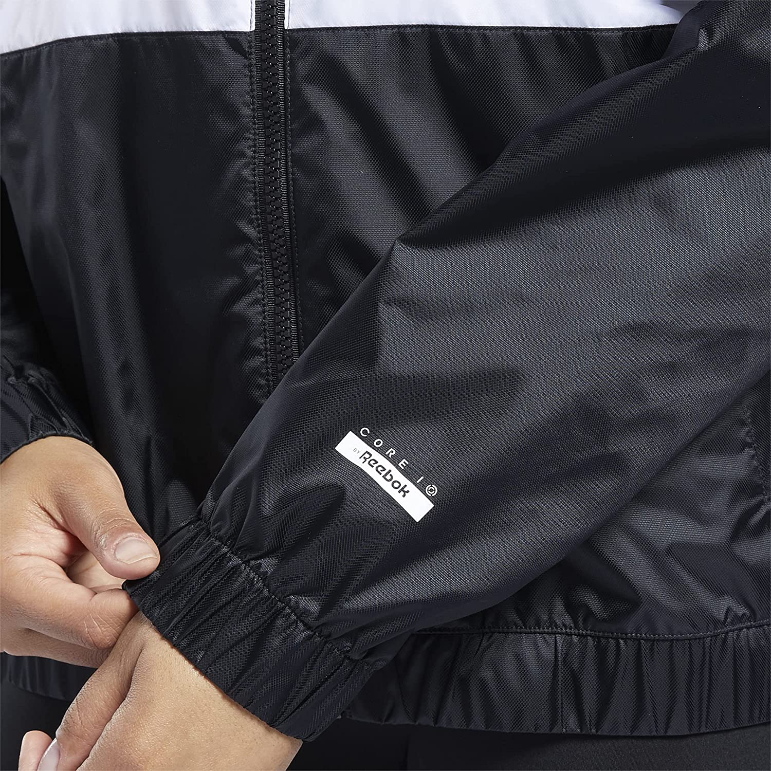 imageCore 10 by Reebok Womens Oversized Color Block Woven Hooded JacketNight Black