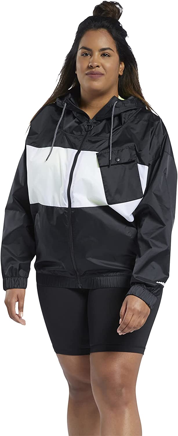 imageCore 10 by Reebok Womens Oversized Color Block Woven Hooded JacketNight Black