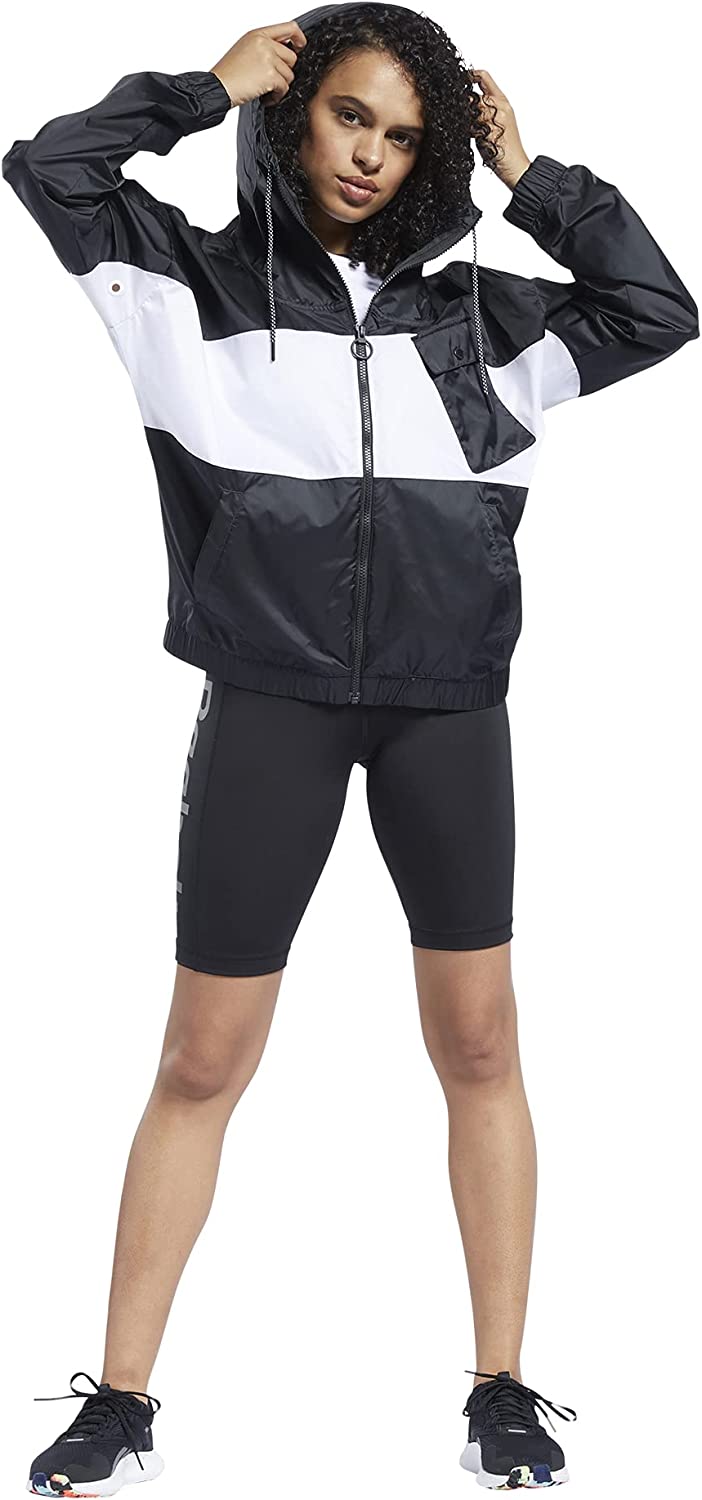 imageCore 10 by Reebok Womens Oversized Color Block Woven Hooded JacketNight Black