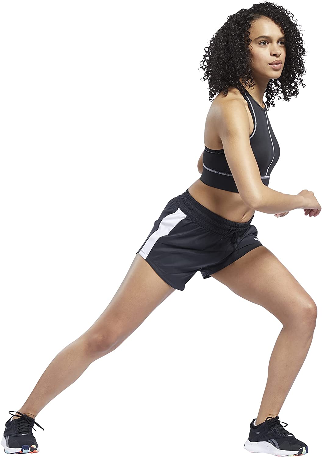 imageCore 10 by Reebok Womens Woven Colorblocked Workout ShortsNight Black