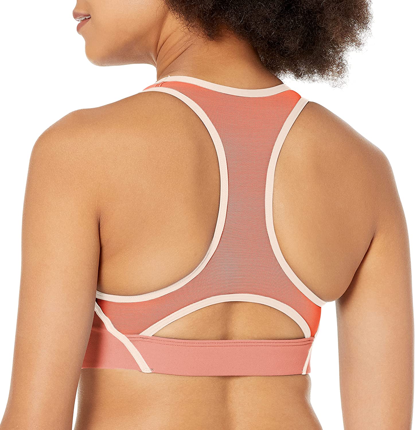 imageReebok Womens Lux Racerback Sports Bra Medium Support Coral Color Block