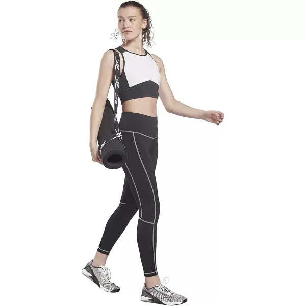 imageCore 10 by Reebok Womens HighRise Contrast Stitch LeggingsBlackWhite