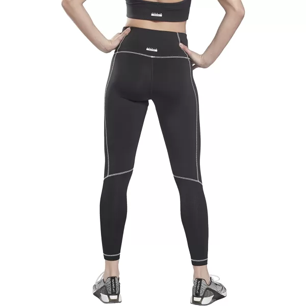 imageCore 10 by Reebok Womens HighRise Contrast Stitch LeggingsBlackWhite