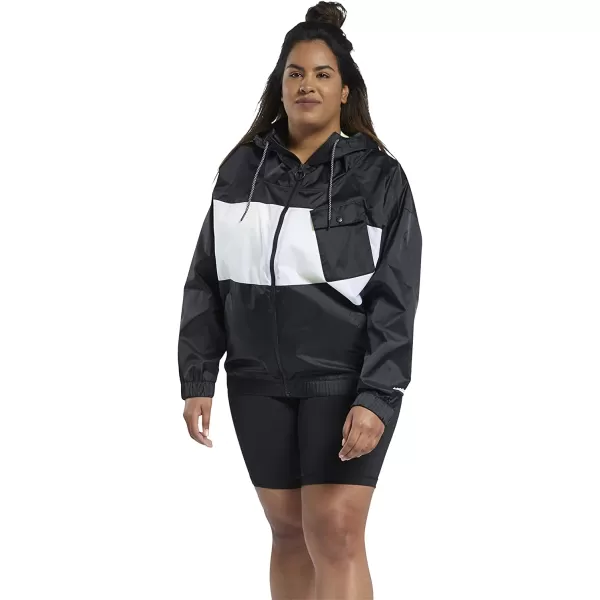 imageCore 10 by Reebok Womens Oversized Color Block Woven Hooded JacketNight Black