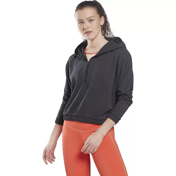 imageCore 10 by Reebok Womens Oversized French Terry QuarterZip HoodieNight Black
