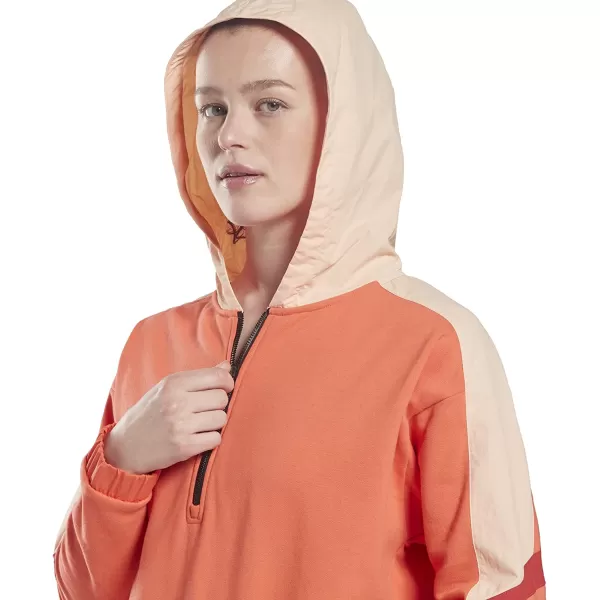 imageCore 10 by Reebok Womens Oversized French Terry QuarterZip HoodieSemi Orange Flare