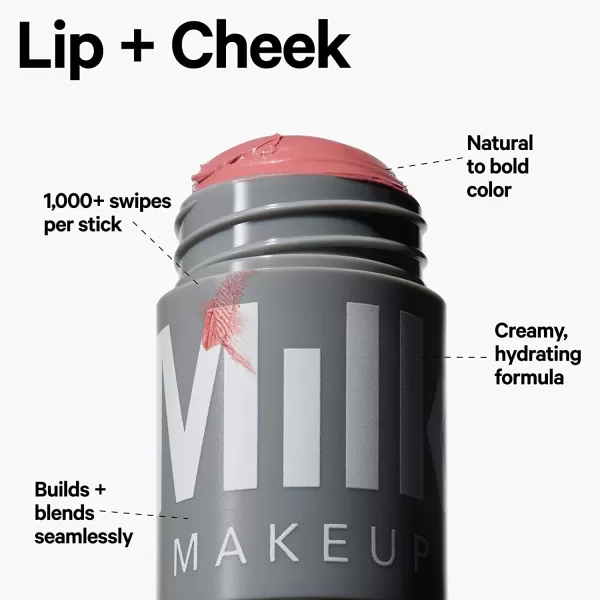 imageMilk Makeup Lip and Cheek Tint  Pigmented Cream Stick  Natural Vegan Formula  021 Oz WERK  Dusty RoseSMIRK  Dusty Rose with Shimmer