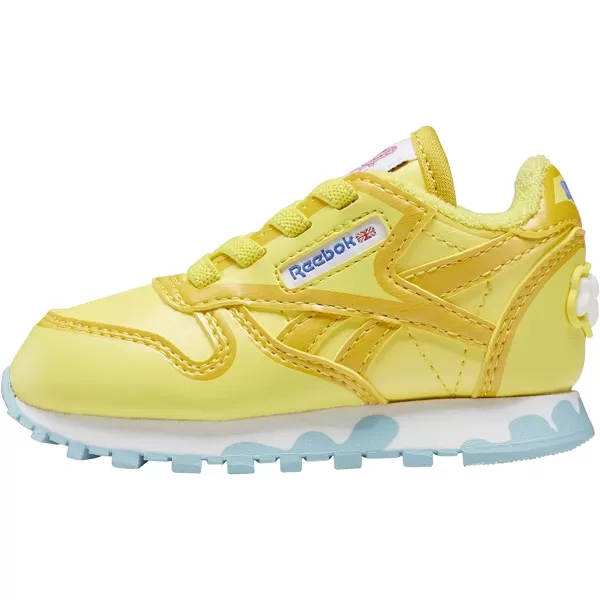 imageReebok Kids Classic Leather Sneaker in Peppa Pig YellowBrave BlueWhite