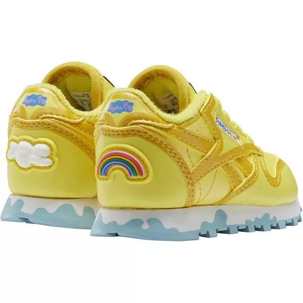 imageReebok Kids Classic Leather Sneaker in Peppa Pig YellowBrave BlueWhite