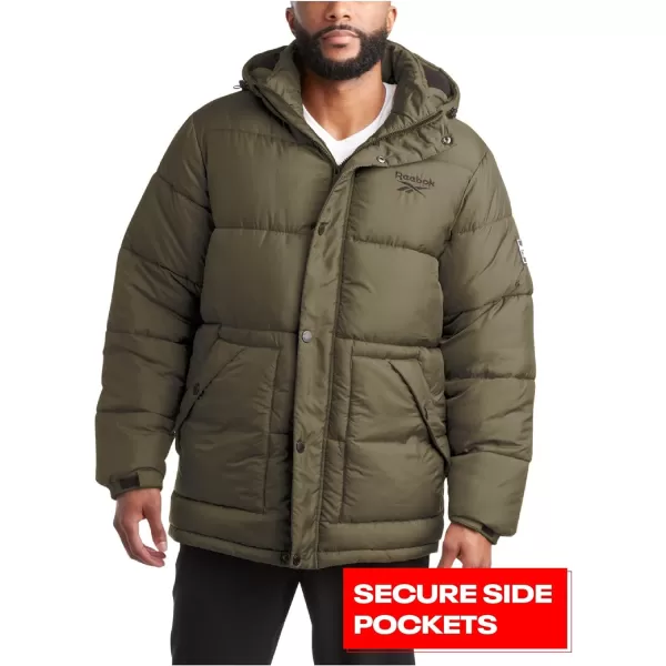 imageReebok Men Winter Jacket  Puffer Parka Coat  Heavyweight Ski Jacket for Men MXXLMilitary