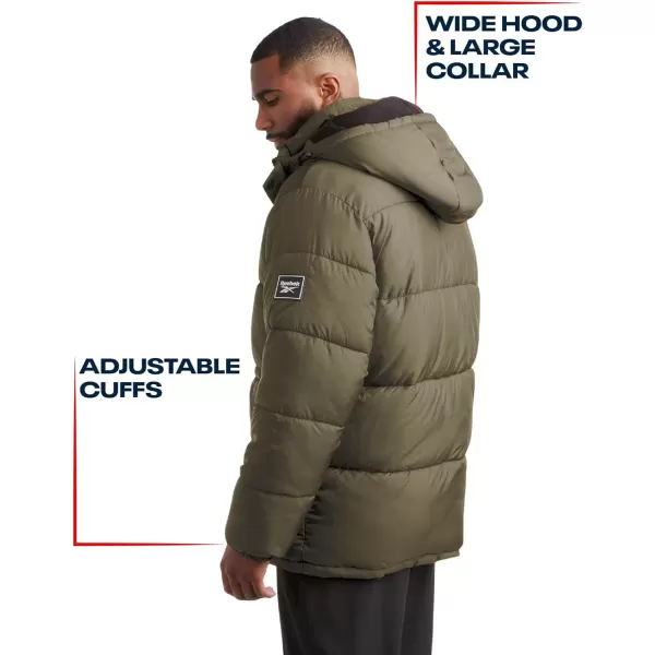 imageReebok Men Winter Jacket  Puffer Parka Coat  Heavyweight Ski Jacket for Men MXXLMilitary