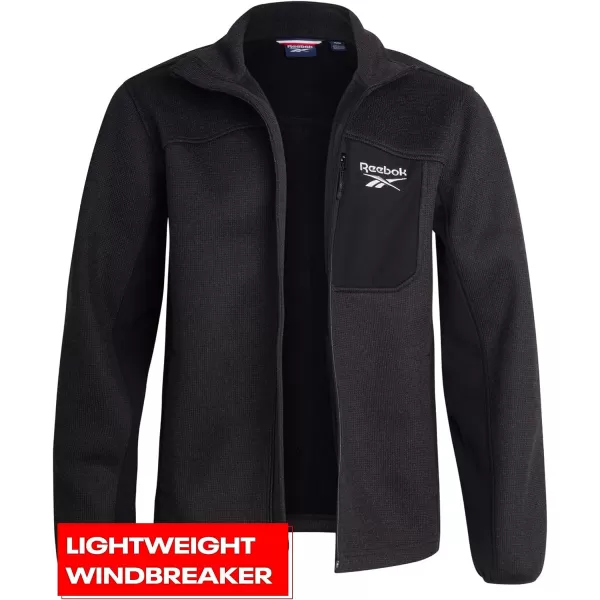 imageReebok Mens Active Sweatshirt  Full Zip Sweater Fleece Jacket for Men  Lightweight Performance Outerwear Coat MXXLBlack HeatherBlack