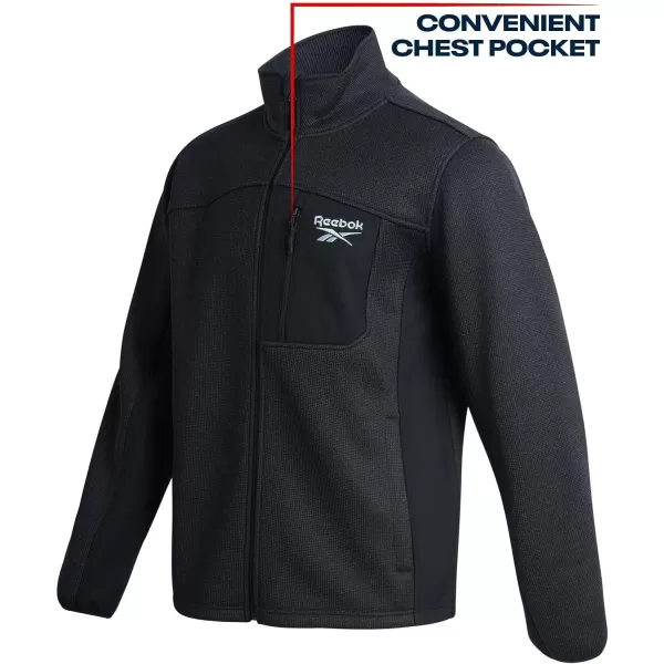 imageReebok Mens Active Sweatshirt  Full Zip Sweater Fleece Jacket for Men  Lightweight Performance Outerwear Coat MXXLBlack HeatherBlack