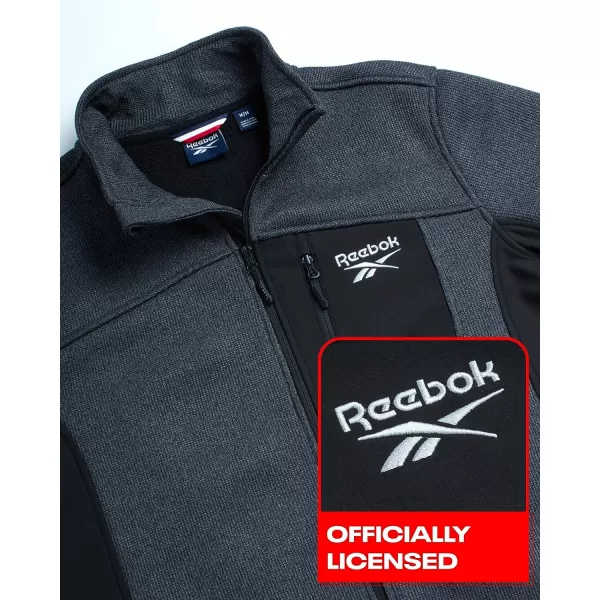 imageReebok Mens Active Sweatshirt  Full Zip Sweater Fleece Jacket for Men  Lightweight Performance Outerwear Coat MXXLCharcoal HeatherBlack