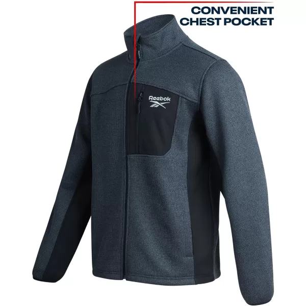 imageReebok Mens Active Sweatshirt  Full Zip Sweater Fleece Jacket for Men  Lightweight Performance Outerwear Coat MXXLCharcoal HeatherBlack