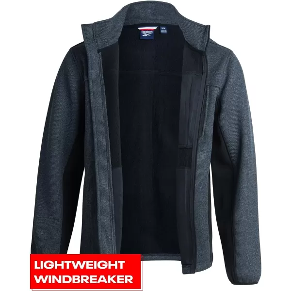 imageReebok Mens Active Sweatshirt  Full Zip Sweater Fleece Jacket for Men  Lightweight Performance Outerwear Coat MXXLCharcoal HeatherBlack