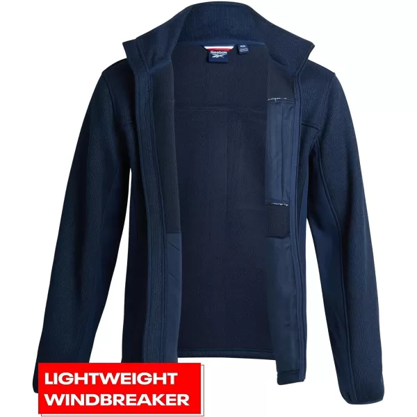 imageReebok Mens Active Sweatshirt  Full Zip Sweater Fleece Jacket for Men  Lightweight Performance Outerwear Coat MXXLNavy HeatherVector Navy