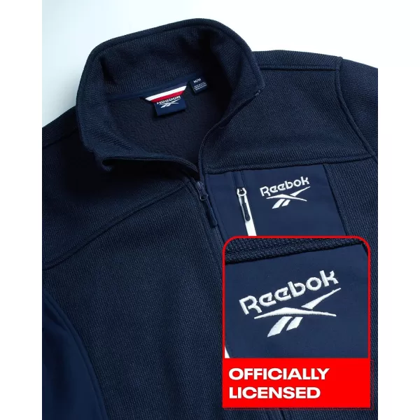 imageReebok Mens Active Sweatshirt  Full Zip Sweater Fleece Jacket for Men  Lightweight Performance Outerwear Coat MXXLNavy HeatherVector Navy