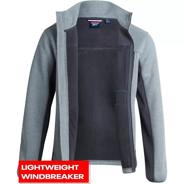 imageReebok Mens Active Sweatshirt  Full Zip Sweater Fleece Jacket for Men  Lightweight Performance Outerwear Coat MXXLPure Grey HeatherCharcoal