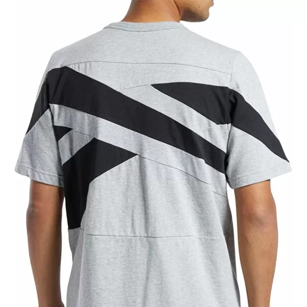 imageReebok Mens Big Logo Tee in Medium Grey Heather with Large Back Vector Logo